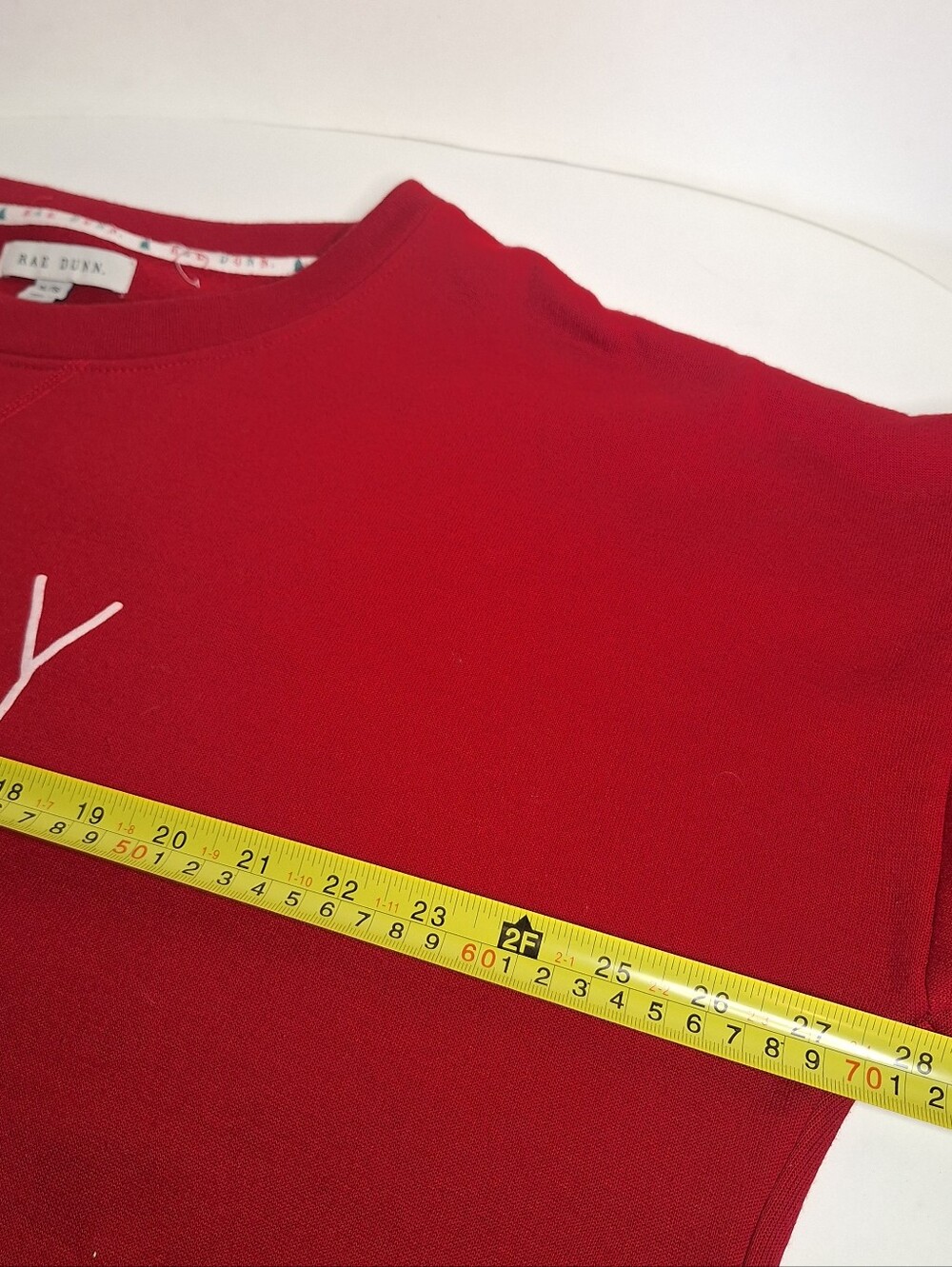 Rae Dunn Red MERRY Graphic Fleece Lined Sweater Wmns XL Long Sleeve Round Neck - Picture 7 of 7